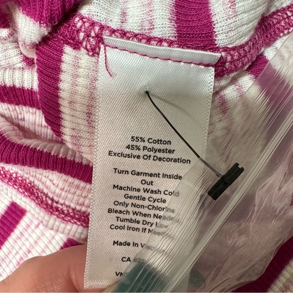 Talbots Henley Long Sleeve Button Up Shirt Purple White Striped Large NWT - Picture 9 of 9